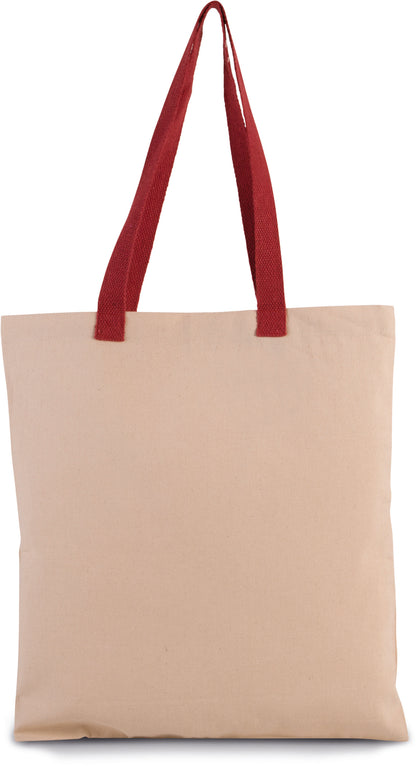 Platte shopper van canvas met contrasterend hengsel