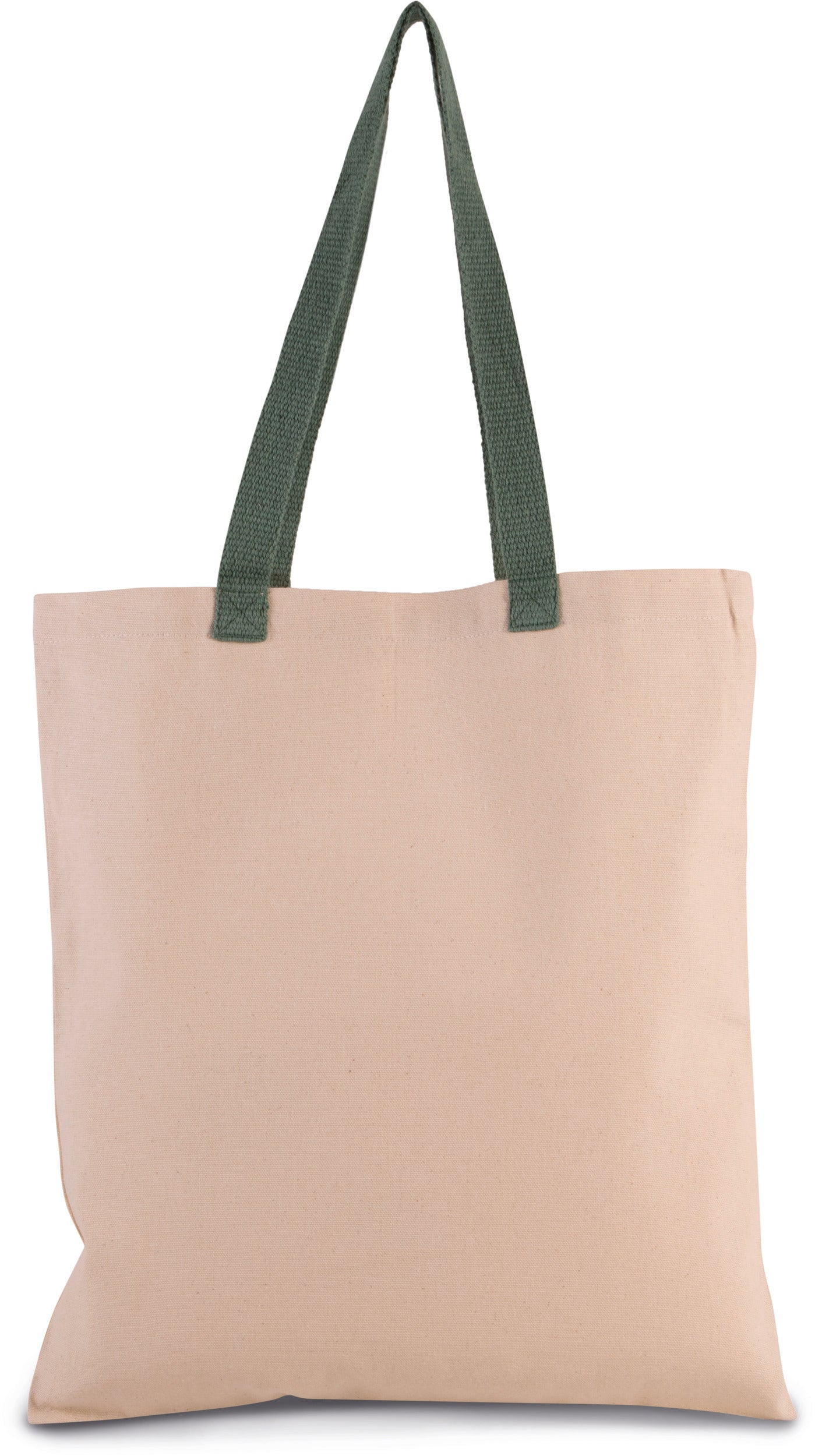 Platte shopper van canvas met contrasterend hengsel