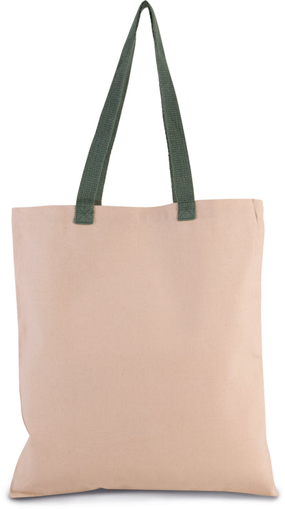 Platte shopper van canvas met contrasterend hengsel