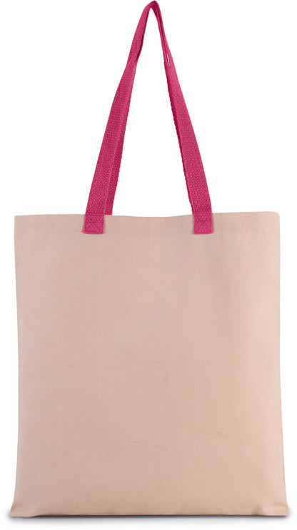 Platte shopper van canvas met contrasterend hengsel
