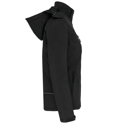 Gewatteerde softshell damesparka met capuchon