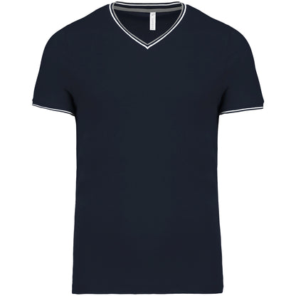 Heren-t-shirt piqué V-hals