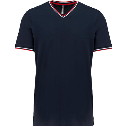 Heren-t-shirt piqué V-hals