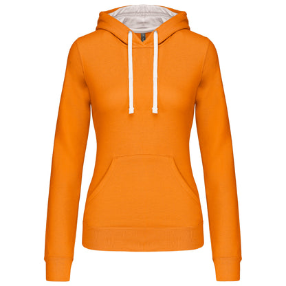 Damessweater met capuchon in contrasterende kleur