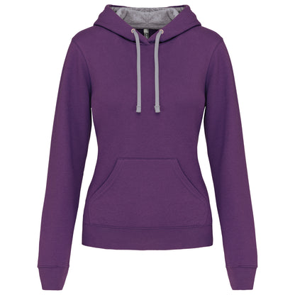 Damessweater met capuchon in contrasterende kleur
