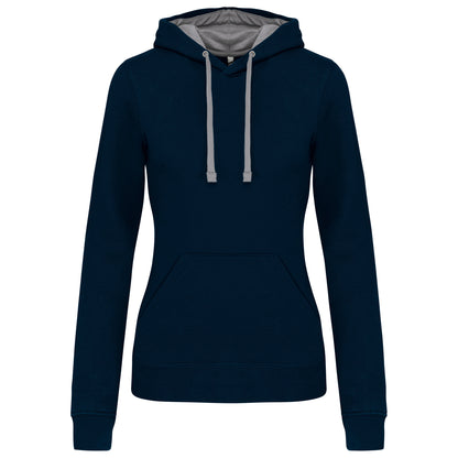 Damessweater met capuchon in contrasterende kleur