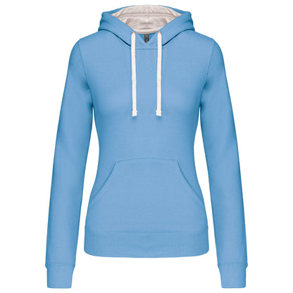 Damessweater met capuchon in contrasterende kleur