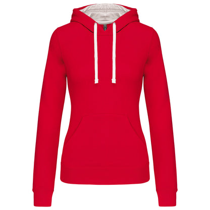Damessweater met capuchon in contrasterende kleur