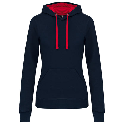 Damessweater met capuchon in contrasterende kleur