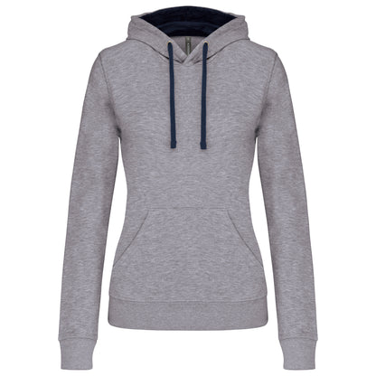 Damessweater met capuchon in contrasterende kleur