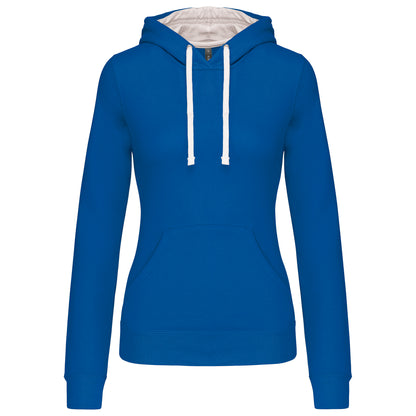 Damessweater met capuchon in contrasterende kleur