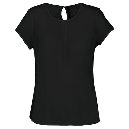 Damesblouse in crÍpe met korte mouwen