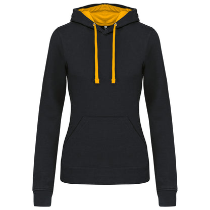 Damessweater met capuchon in contrasterende kleur