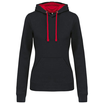 Damessweater met capuchon in contrasterende kleur
