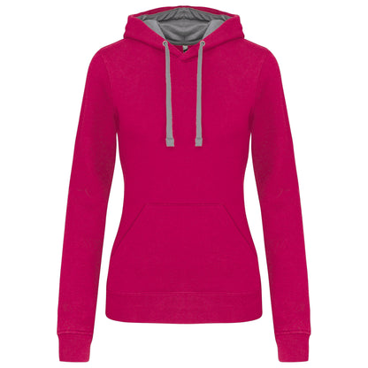 Damessweater met capuchon in contrasterende kleur