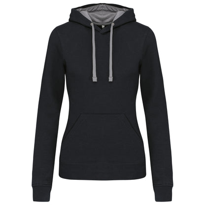 Damessweater met capuchon in contrasterende kleur