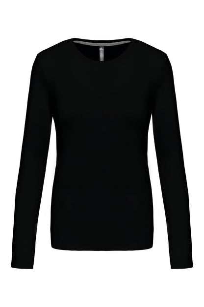 Dames T-shirt ronde hals lange mouwen