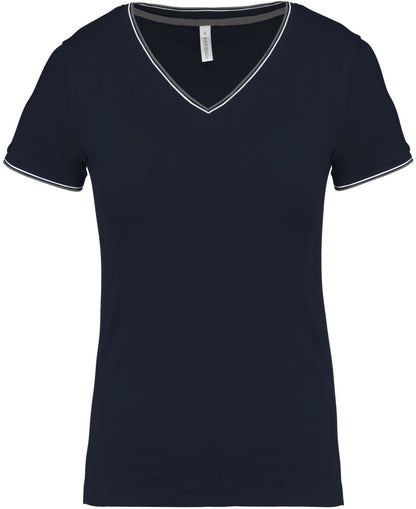 Dames-t-shirt piqué V-hals