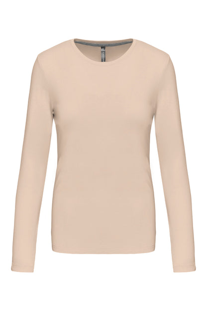 Dames T-shirt ronde hals lange mouwen