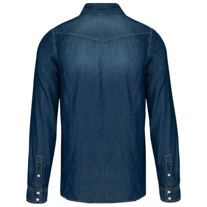 Heren denim overhemd lange mouwen