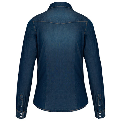 Dames denim blouse lange mouwen
