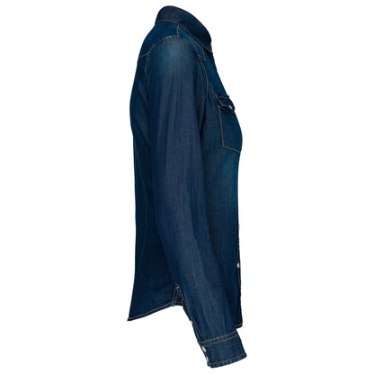 Dames denim blouse lange mouwen