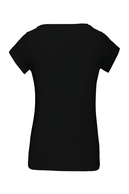 Dames-t-shirt korte mouwen met boothals
