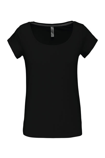 Dames-t-shirt korte mouwen met boothals