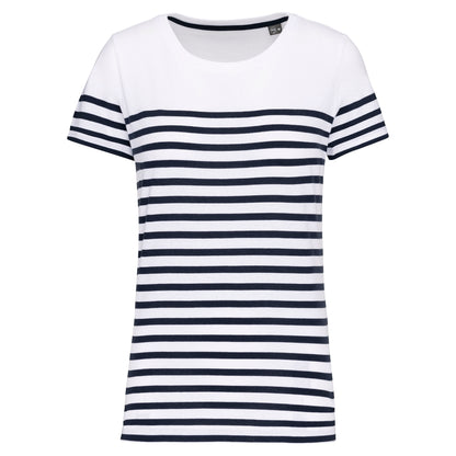 Marine-t-shirt ronde hals Bio dames